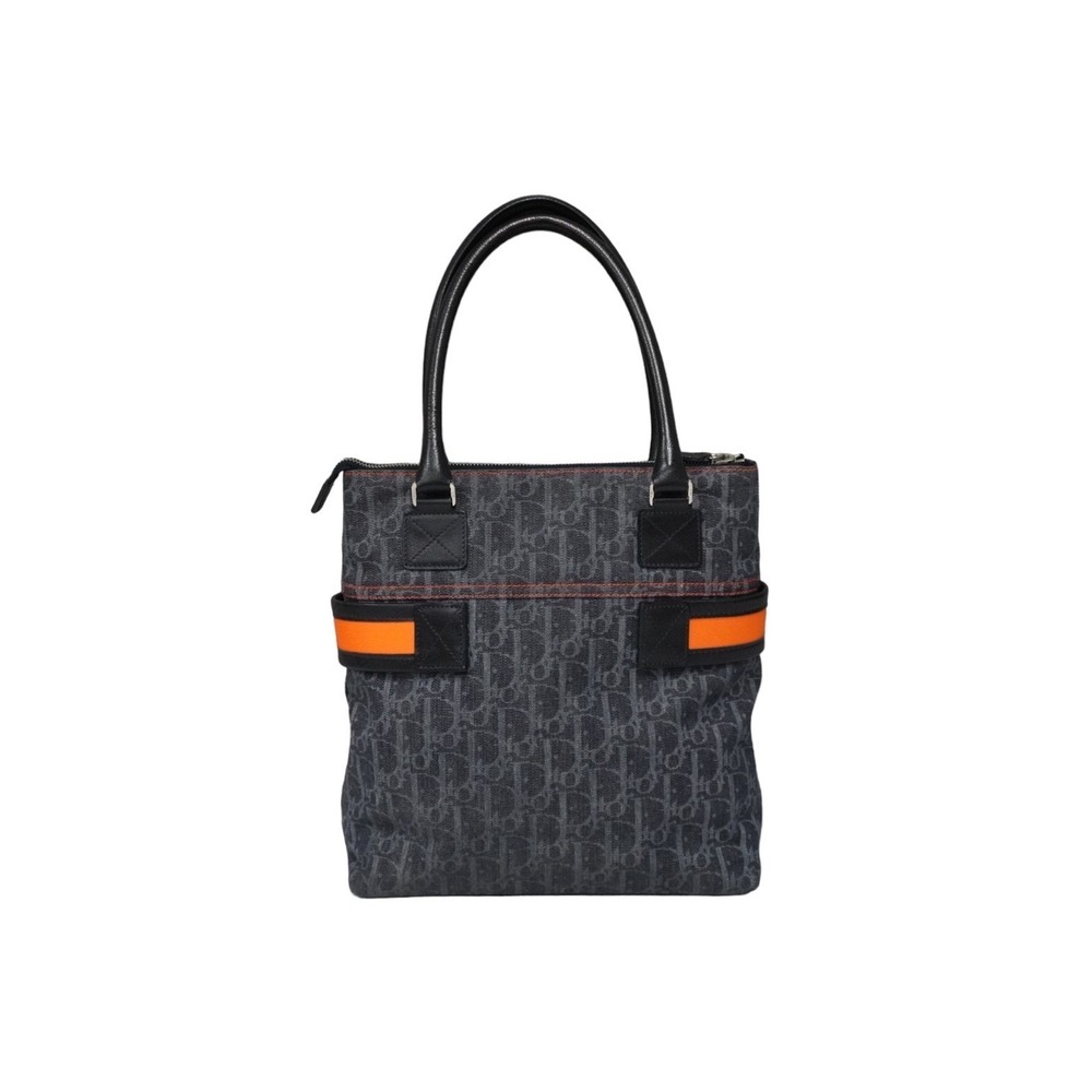 Christian Dior Flight Line Trotter Tote Bag Navy Blue Orange - Picture 2 of 10